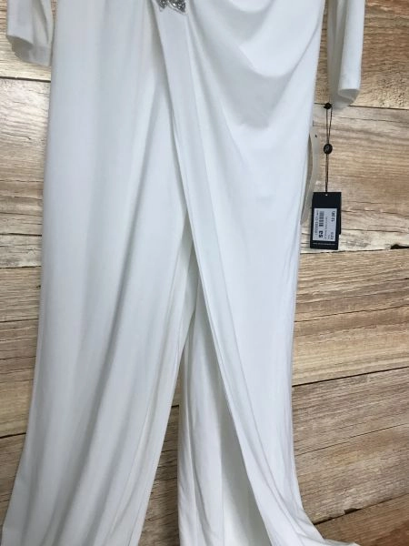 Adrianna Papell White Ivory Jumpsuit with Silver Side Detail