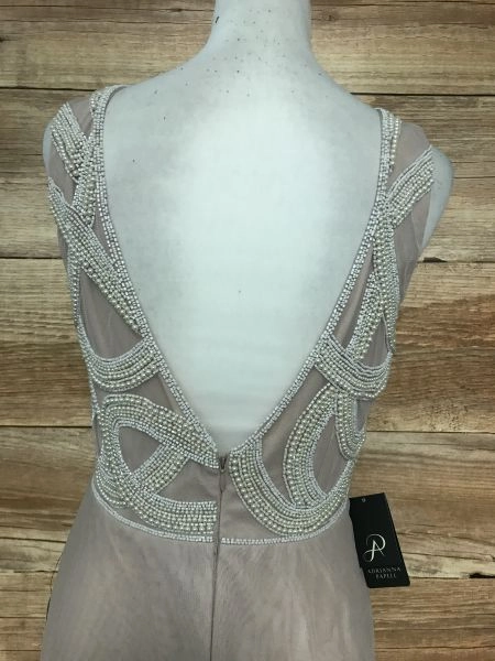 Adrianna Papell Pink Beaded Detail Low Back Gown