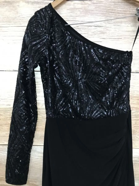 Lipsy Black Sequined One Sleeve Dress