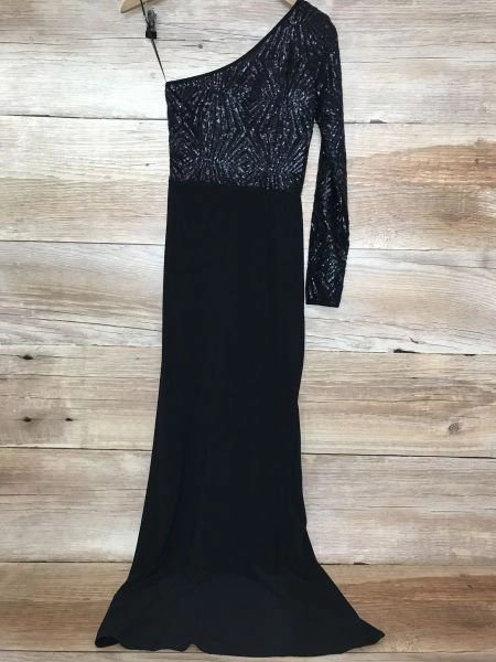 Lipsy Black Sequined One Sleeve Dress