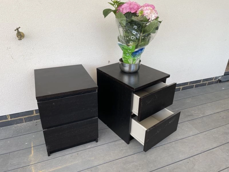 Black Bedside Cabinets - matching pair