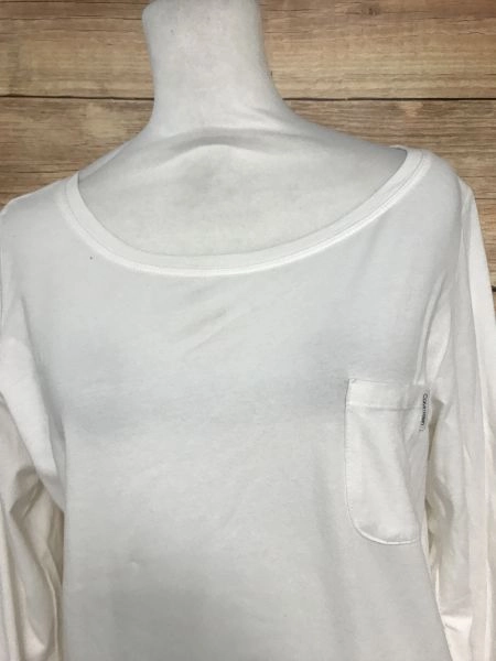 Calvin Klein White Long Sleeve Sleepwear Top