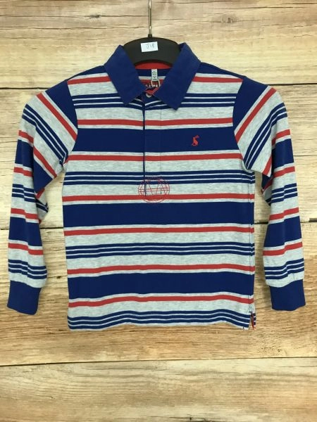 Joules Blue and Grey Striped Rugby Style Shirt