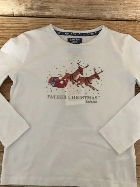 Barbour White Father Christmas Long Sleeve Top