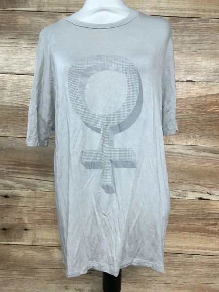 USA Pro Grey Oversized Sheer T-Shirt with Female Symbol Design