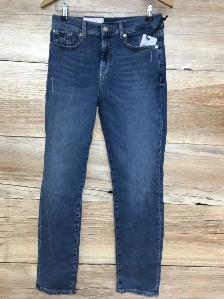 7 For All Mankind Blue Relaxed Skinny Girlfriend Jeans