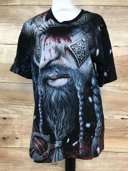 Spiral Direct Black Viking Print T-Shirt