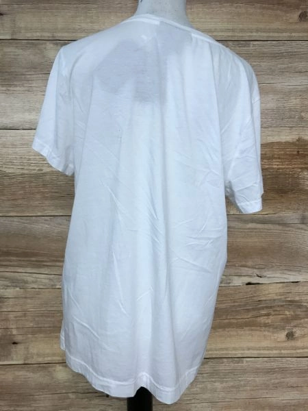 DKNY White T-Shirt with Sequined Pocket Design