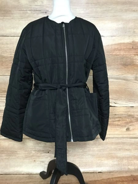 Selected Femme Black Zip Up Quilted Spring Jacket