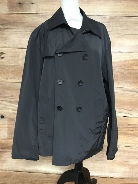 Armani Black Double Breasted Packable Rain Mac and Bag