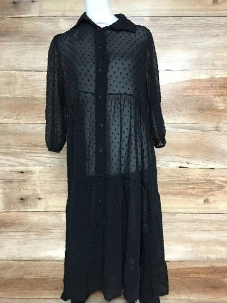 James Lakeland Black Sheer Textured Tiered Dress