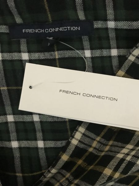 French Connection Black and Yellow Check Long Sleeve Drop Hem Shirt