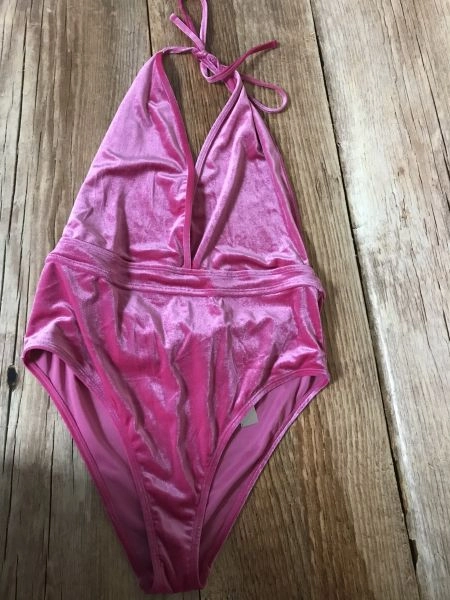 Golddigga Pink Halter Style Velour Swimsuit