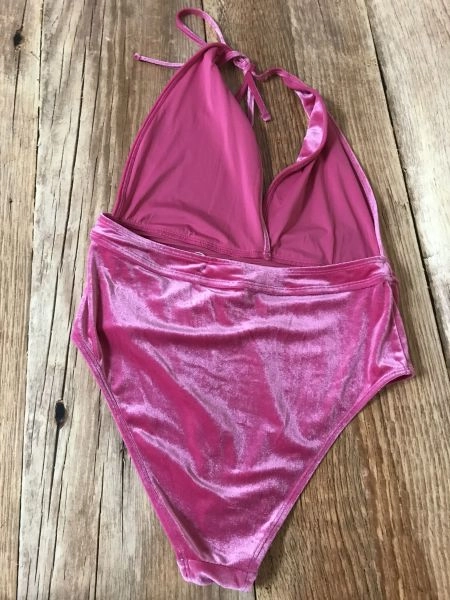 Golddigga Pink Halter Style Velour Swimsuit