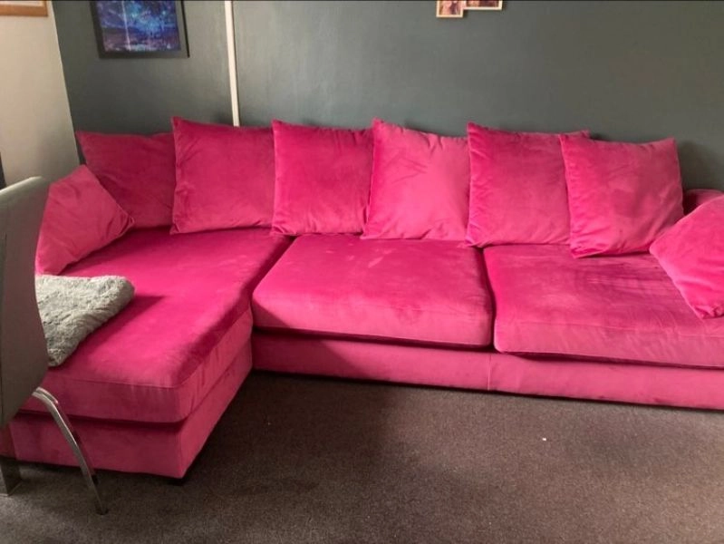 DFS Plush Pink Velvet Sofa - Needs to be gone asap