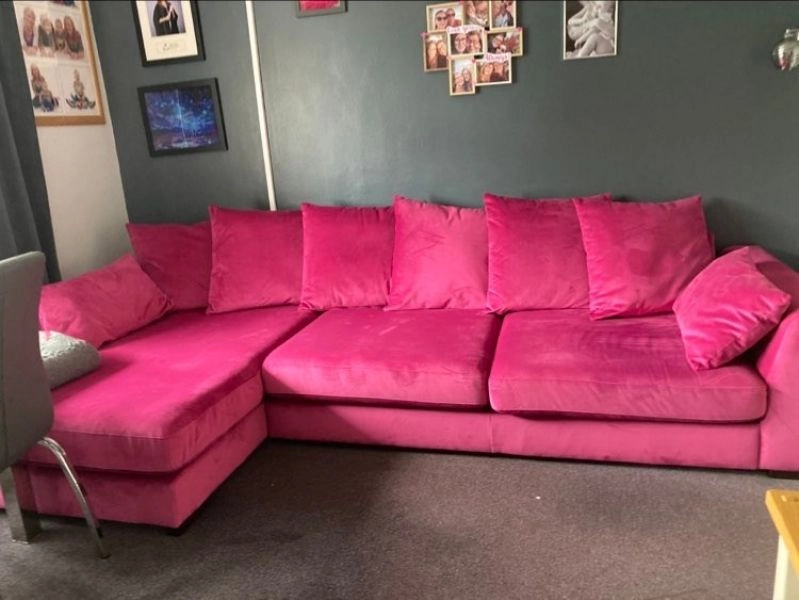 DFS Plush Pink Velvet Sofa - Needs to be gone asap