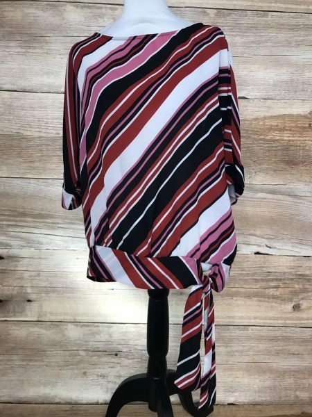 Dorothy Perkins Pink, Black and White Striped Blouse