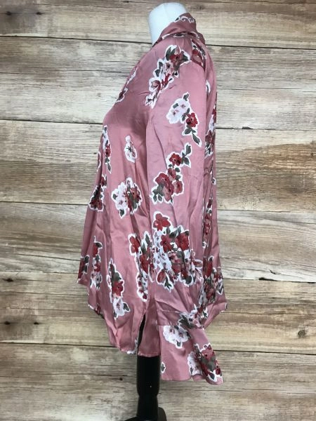 iBLUES Pink Floral Long Sleeve Blouse and Neck Tie