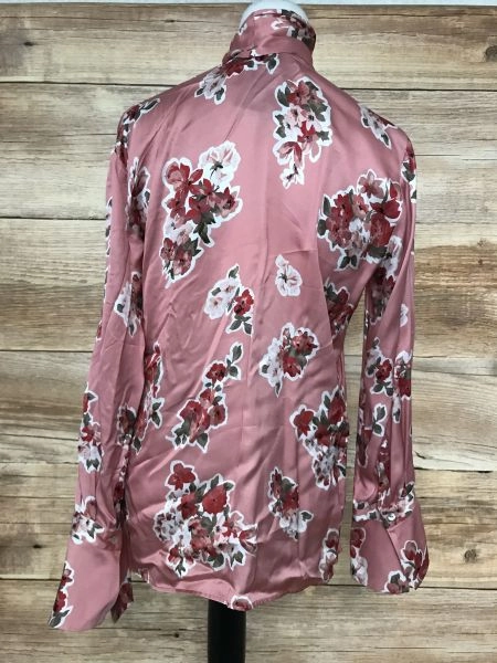 iBLUES Pink Floral Long Sleeve Blouse and Neck Tie