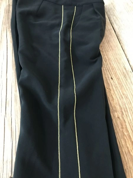 Biba Black Wide Leg Trousers with Gold Trim Detail