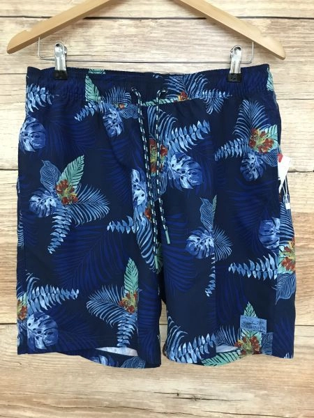 IZod Saltwater Blue Palm Leaf Print Swim Shorts