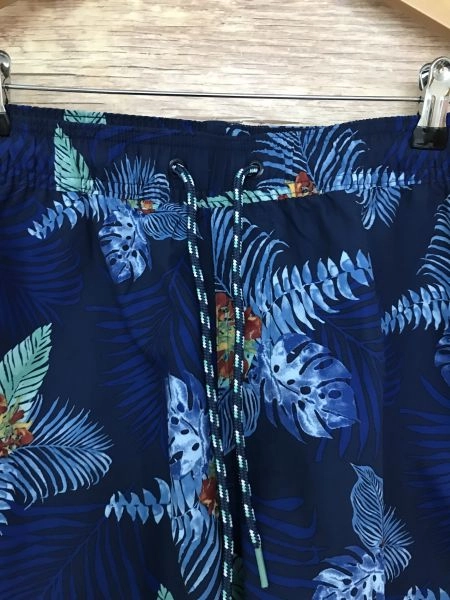 IZod Saltwater Blue Palm Leaf Print Swim Shorts