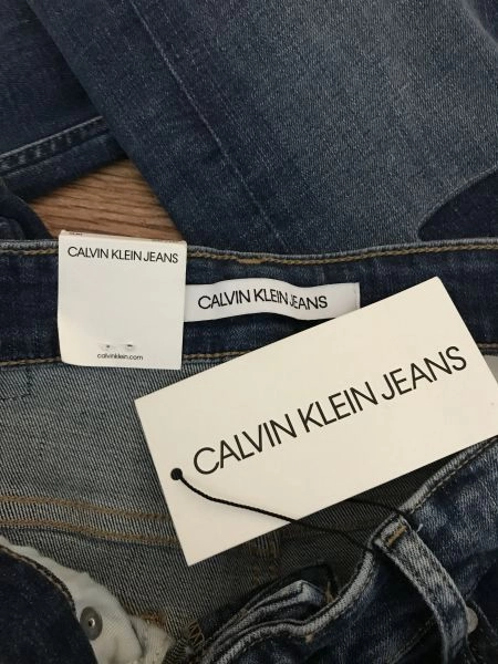 Calvin Klein Blue Slim Leg Distressed Look Jeans