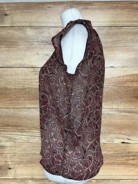 Only Red/Brown See Through Capped Sleeve Top