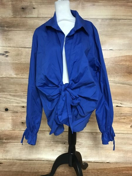 I Saw it First Colbolt Blue Plus Size Tie Front Shirt with Cuff Detail
