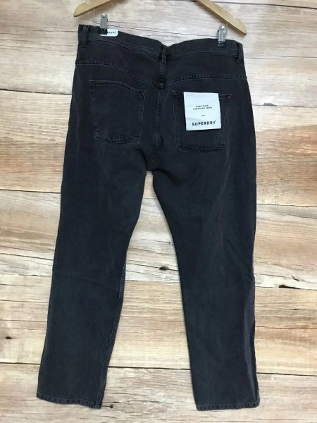 Superdry Black High Rise Straight Jeans