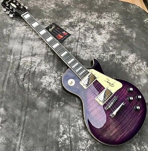 2022 New Grote Purple Flame Maple top Electric Guitar Solid Mahogany Body Chrome hardware