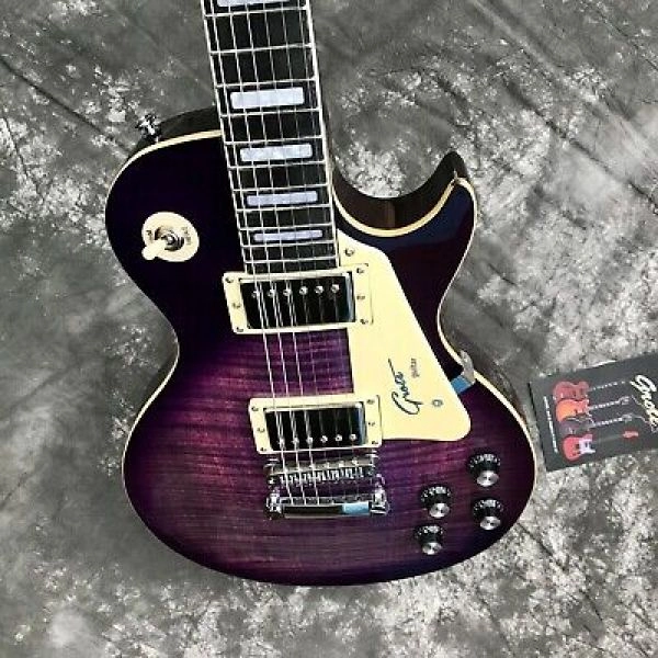 2022 New Grote Purple Flame Maple top Electric Guitar Solid Mahogany Body Chrome hardware