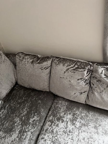 L shaped crushed velvet sofa