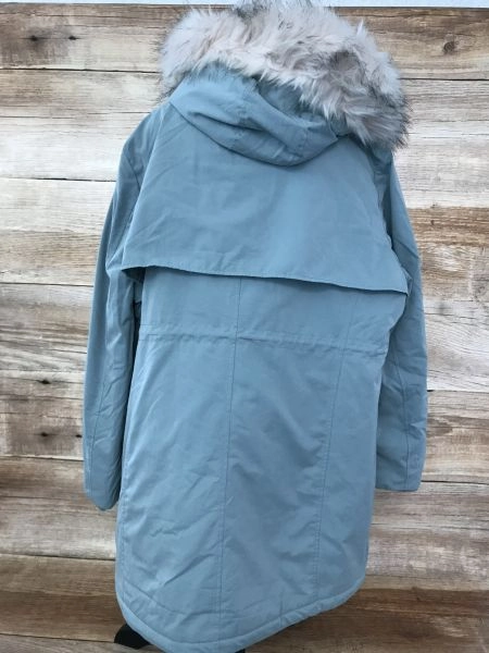 Together Mint Green Winter Jacket with Faux Fur Trim Hood