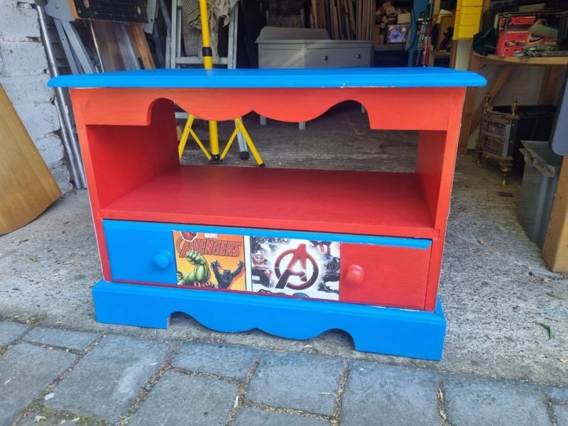 Avengers themed upcycled Tv / Game console table.