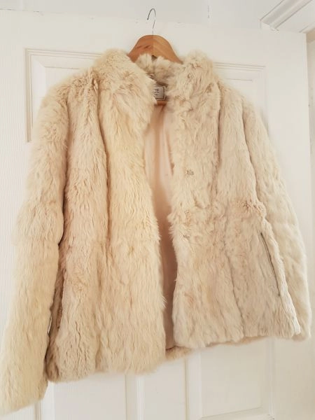 Women's Beige/pale pink fur jacket coat