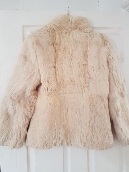 Women's Beige/pale pink fur jacket coat