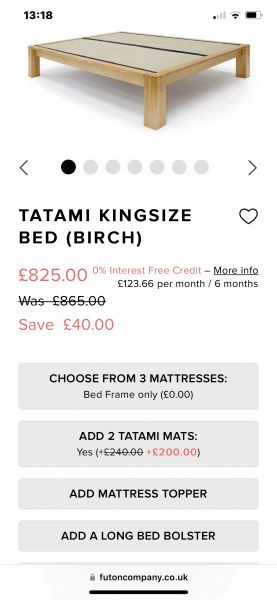 Kingsize Futon Company Bed with Tatami Mats