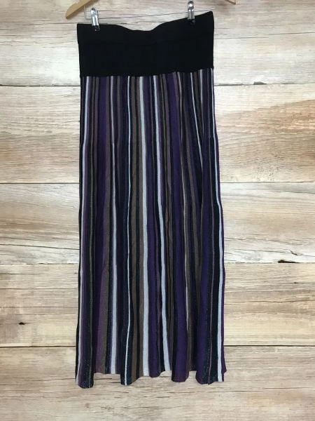 Biba Purple and Bronze Stripe Maxi Skirt