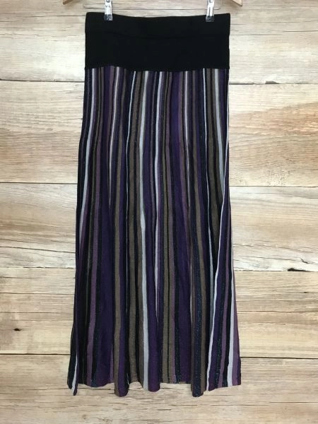 Biba Purple and Bronze Stripe Maxi Skirt