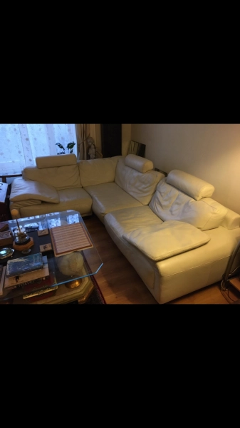 4 seater cream leather corner sofa