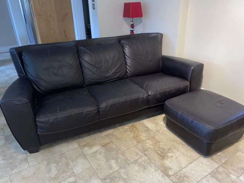 Leather Sofa and Footstool