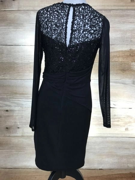Lipsy Black Michelle Keegan Long Sleeve Lace Chested Dress