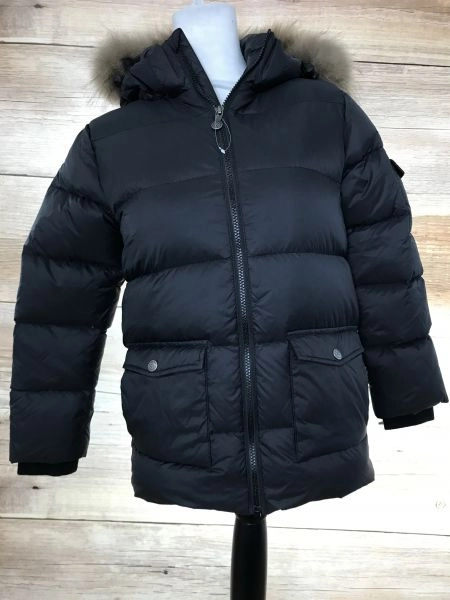 Pyrenex Black Authentic Mat Fur Quilted Coat