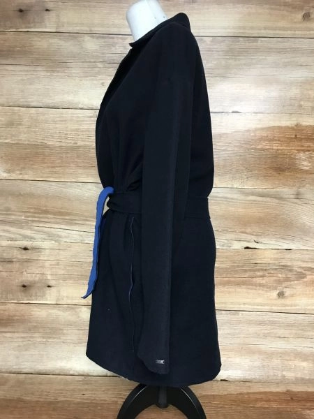 Tommy Hilfiger Black and Blue Tie Up Robe Style Coat