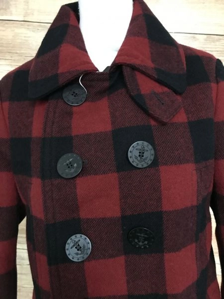 Dsquared2 Red and Black Canadian Check Double Breasted Long Length Jacket