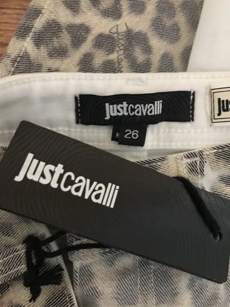 Just Cavalli White Skinny Leg Jeans with Faded Animal Print Design