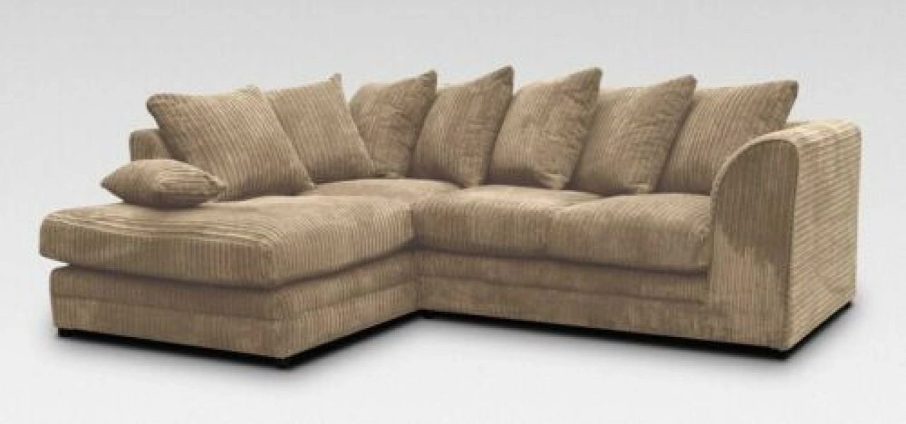 Jumbo Cord Corner Sofa Suite Set Grey Left right 3 2