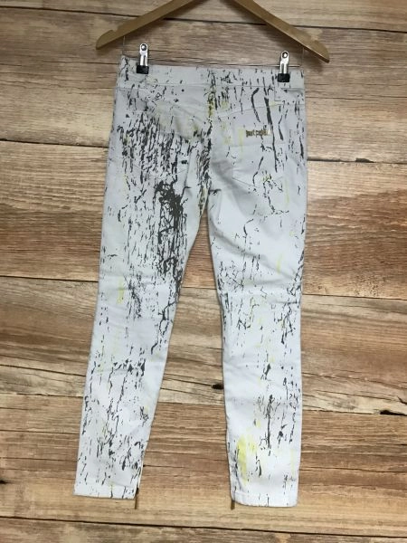 Just Cavalli White Paint Splattered Cropped Jeans