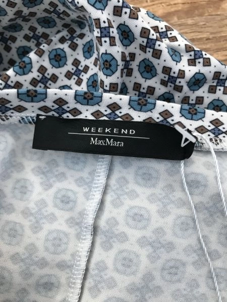 Weekend MaxMara White and Blue Print Short Sleeve Dress